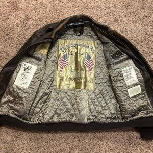 Brown Leather Bomber Jacket